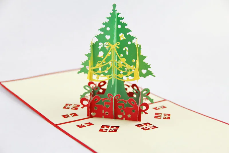 3D-groetkaart Gift Kaarten Kerst Gift Kerstdecoratie Kerstkaarten voor groet Bessing Kaarten Pop-up wenskaart