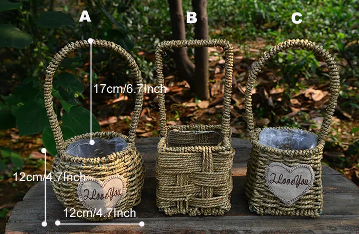 6 stks-pack multi-vorm wilg handgeweven Pasen basket stro handgemaakte bloemenpotten, succulente planten decoratieve bloempot ambachten potten