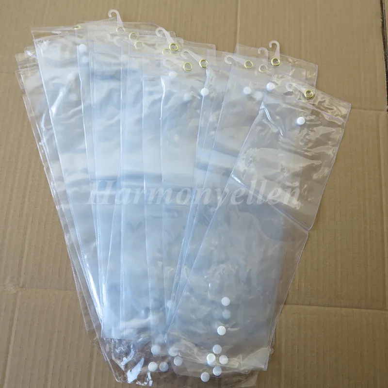 Freeshipping 50pcs/lot 22inch plastic pvc bags for weaving hair extension transparent packaging bags with Button