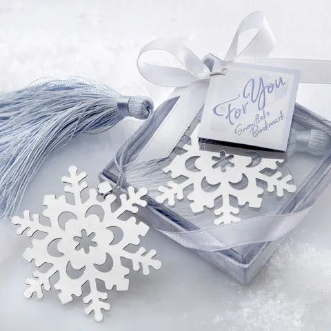 10 sztuk Snowflake BookMarker Bookmark Student Pudełko Pudełko Ślubne Przyspieszone Zakładki Party Boże Narodzenie