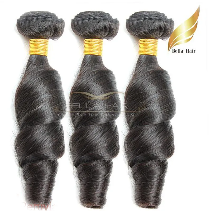 Human Hair weeft funmihair losse golvende 3 stcs/lot Peruaanse menshair extensions weeft 8-34inch natuurlijke kleur bellahair