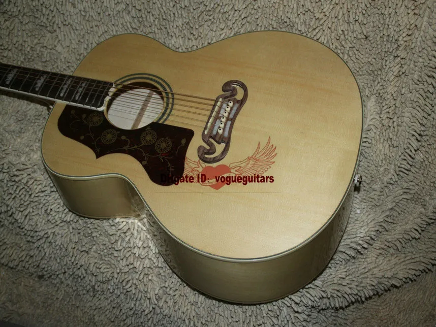 Left Handed Natural 200 Acoustic Guitar Wholesale Guitars Best High Quality HOT