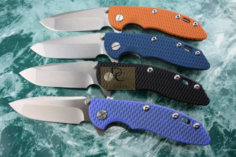 Version Sanglier Rick HINDERER CTS XM-18 Titane + G10 Poignée D2 couteau pliant à lame en acier rapide pour Camping chasse EDC outil