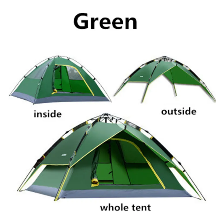 Camping Shotstent Öppnande Hydraulisk Automatisk Tält Camping Shelters Vattentät Sunny Double Deck Skyddande Utomhus Tält för 3-4 Person