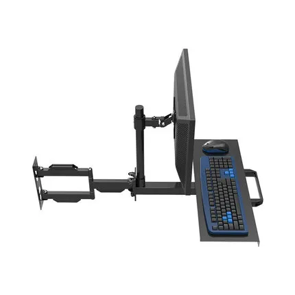 Full Motion Wall Mount Monitor Holder Keyboard Bracket PS Stand Sit-Stand Desk Workstation