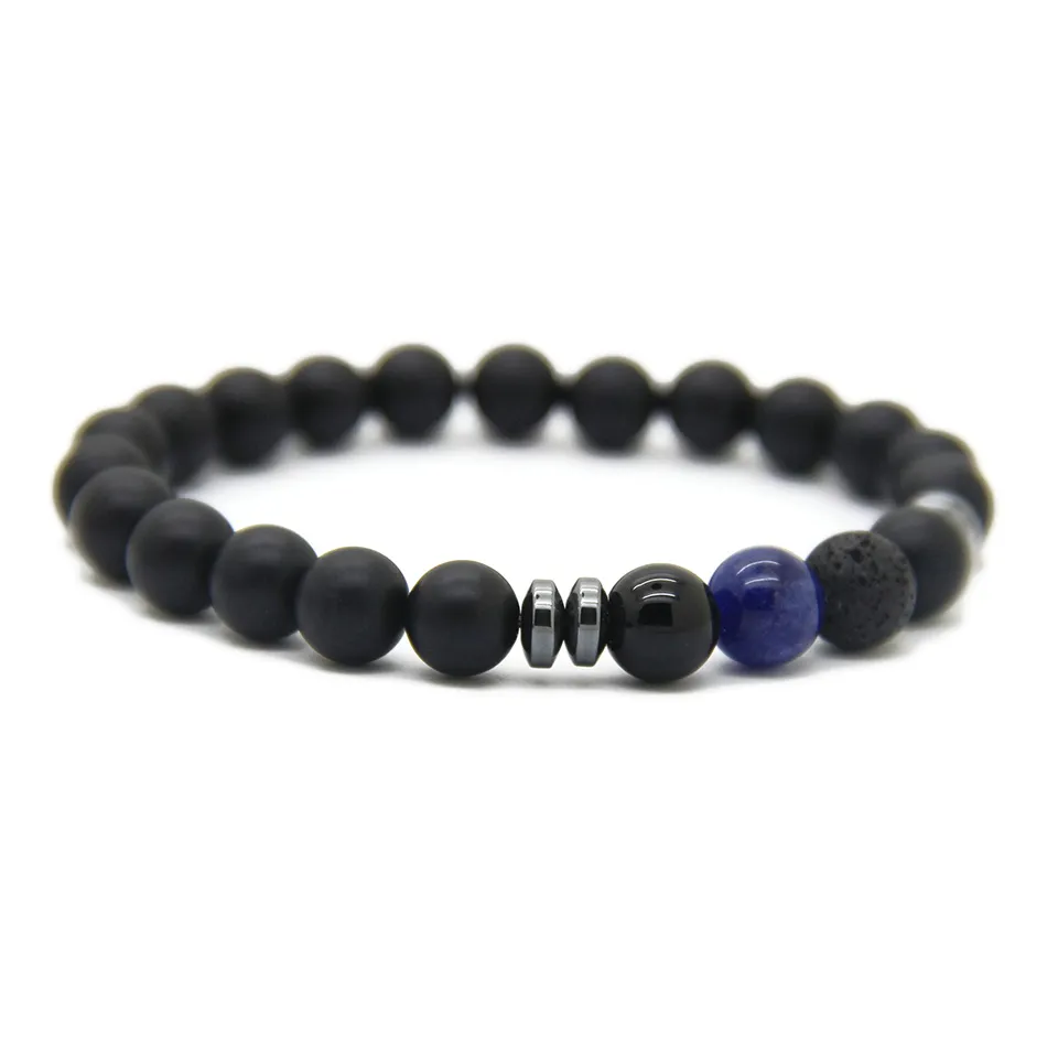 Top qualité 8 mm naturel mat Agate Bleu, Rouge, Mer Violet Sédiments Imperial Pierre oeil de tigre et bleu Veines Stone Perles Bracelets chanceux