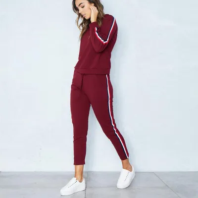 Höst Vinter Kvinnor Sportkläder Tracksuiter Kvinnor Solid Färg Sport Suitor Tröja med Pant Jogging Sportkläder Kostym Set