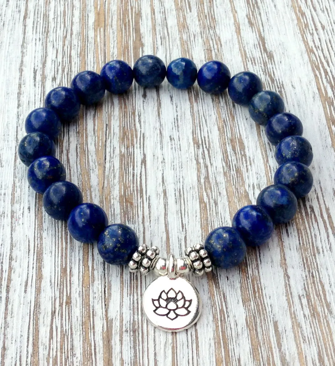 Bracelet en Lapis Lazuli véritable pour hommes, perle en pierre naturelle, Chakra de la gorge, cadeau spirituel Yogi, SN1039, 280r