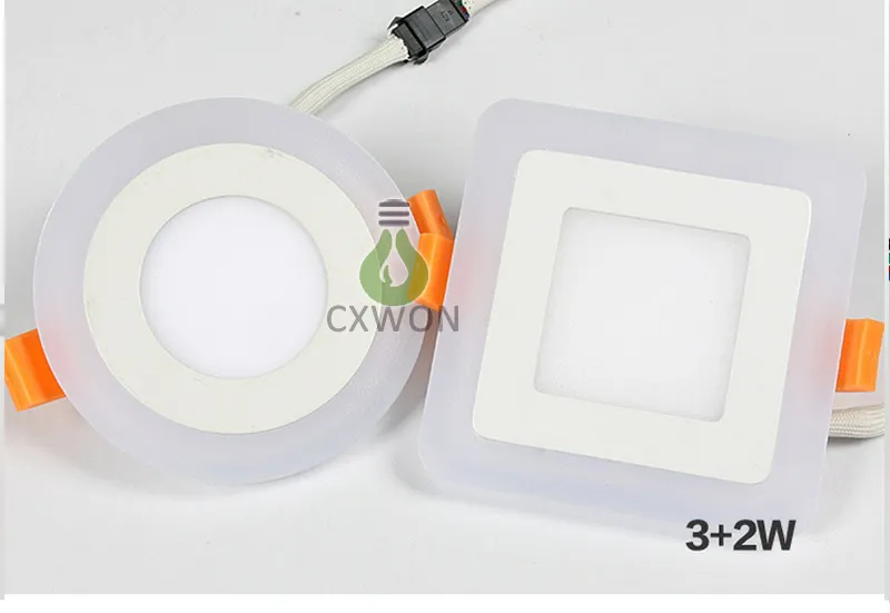 Panel de luz LED empotrable delgado de dos colores, anillo de luz azul y luces de techo blancas cálidas, 9w, 16w, 24w, AC85-265V, iluminación descendente, certificado CE FCC