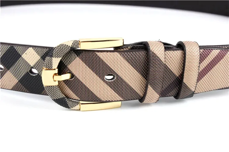 Fashion Wild Stripe Men Women Real Leather Belt Designer High Quality Waist Belts Metal Pin Buckle Strap