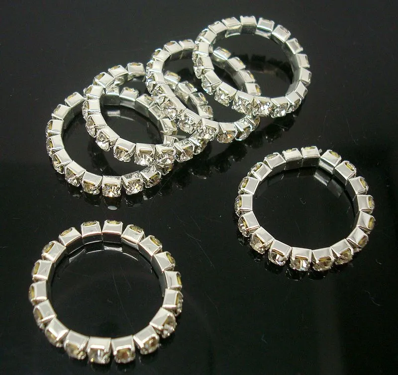 10 stks Mode Clear Rhinestones 1 Rij Elastische Ringen voor Dames Lady Girl Mode-sieraden 1 Bestellen
