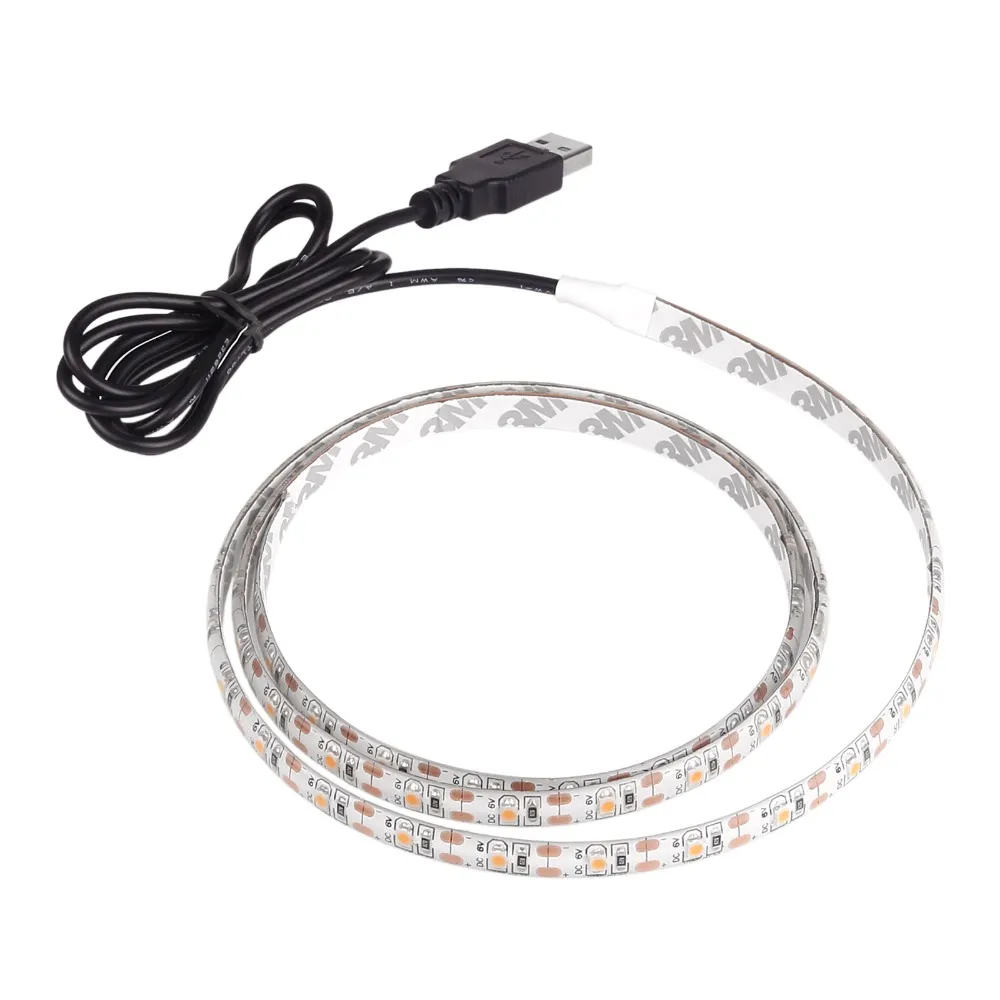 100 stücke Flexible 5 V USB Kabel LED streifen licht lampe SMD3528 50 cm 1 m 2 m Weihnachten flexible led Streifen Lichter TV Hintergrund Beleuchtung 