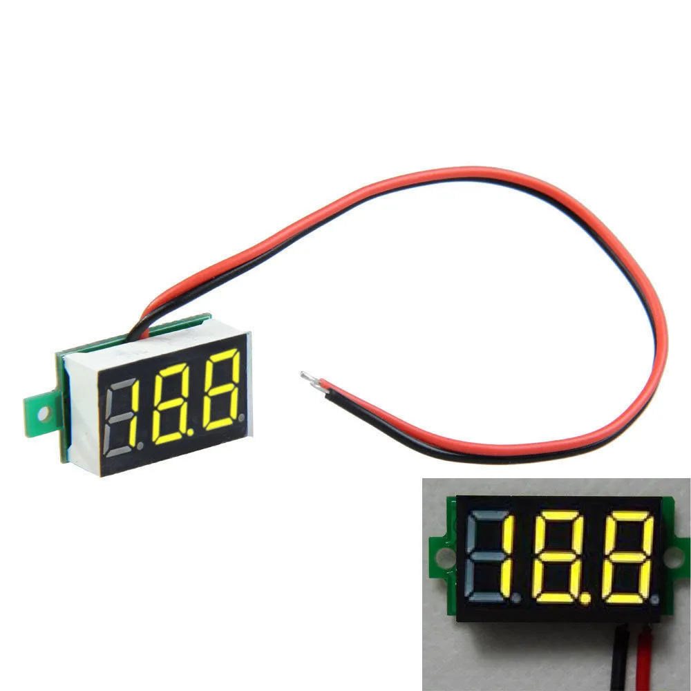 Mini DC 2.5-30V Yellow LED 3-Digital Display Voltage Voltmeter Panel Motor B00260