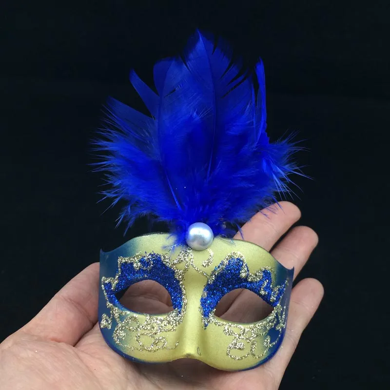 on sale Supper Mini Mask Venetian Masquerade Feather Mask party decoration cute wedding gift Carnival Mardi Gras Prop mix color