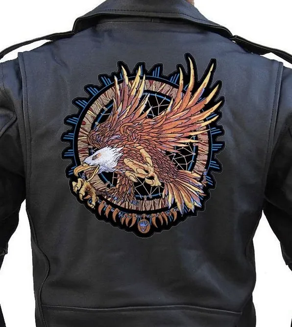 Nieuwe Collectie Dream Catcher Bald Eagle Geborduurde Biker Patch MC Man Motorfiets Jas Biker Vest Patches voor Kleding Strijkijzer op gratis verzending