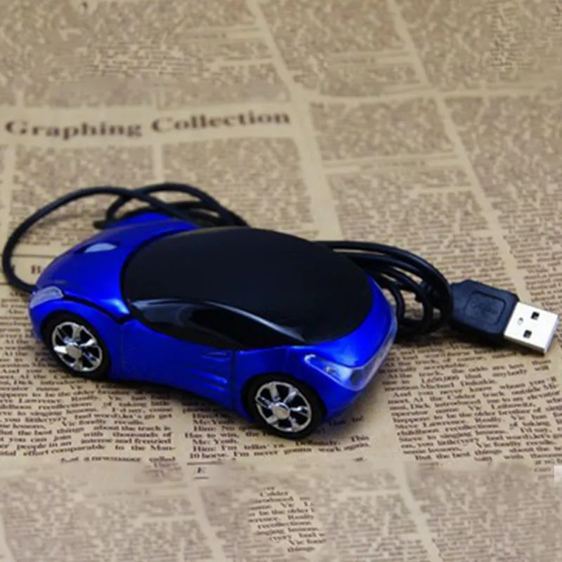 Nowa Fashion Sports Car Shape USB Wired Mouse Myszy Myszy 1600DPI Optical Gaming Mysz Myszy do komputera PC Laptopy