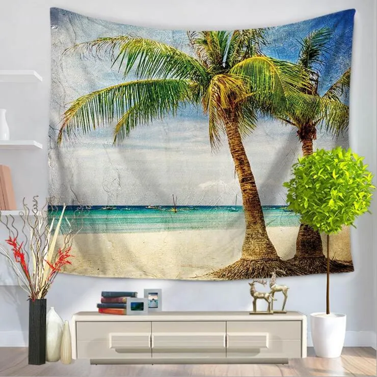 bella parete scenica arte hawaii beach arazzo di palma mare tramonto appendere arredamento casa ufficio caffè