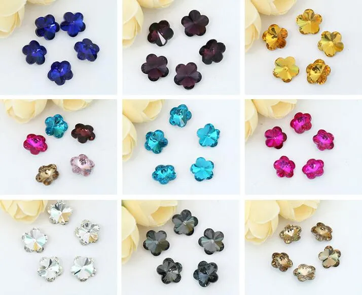 Perles de verre en cristal de fleur de prunier, 100 pièces, 10mm, fond pointu pour coudre des chaussures de mariage, sac, bijoux fascinants, artisanat de bricolage