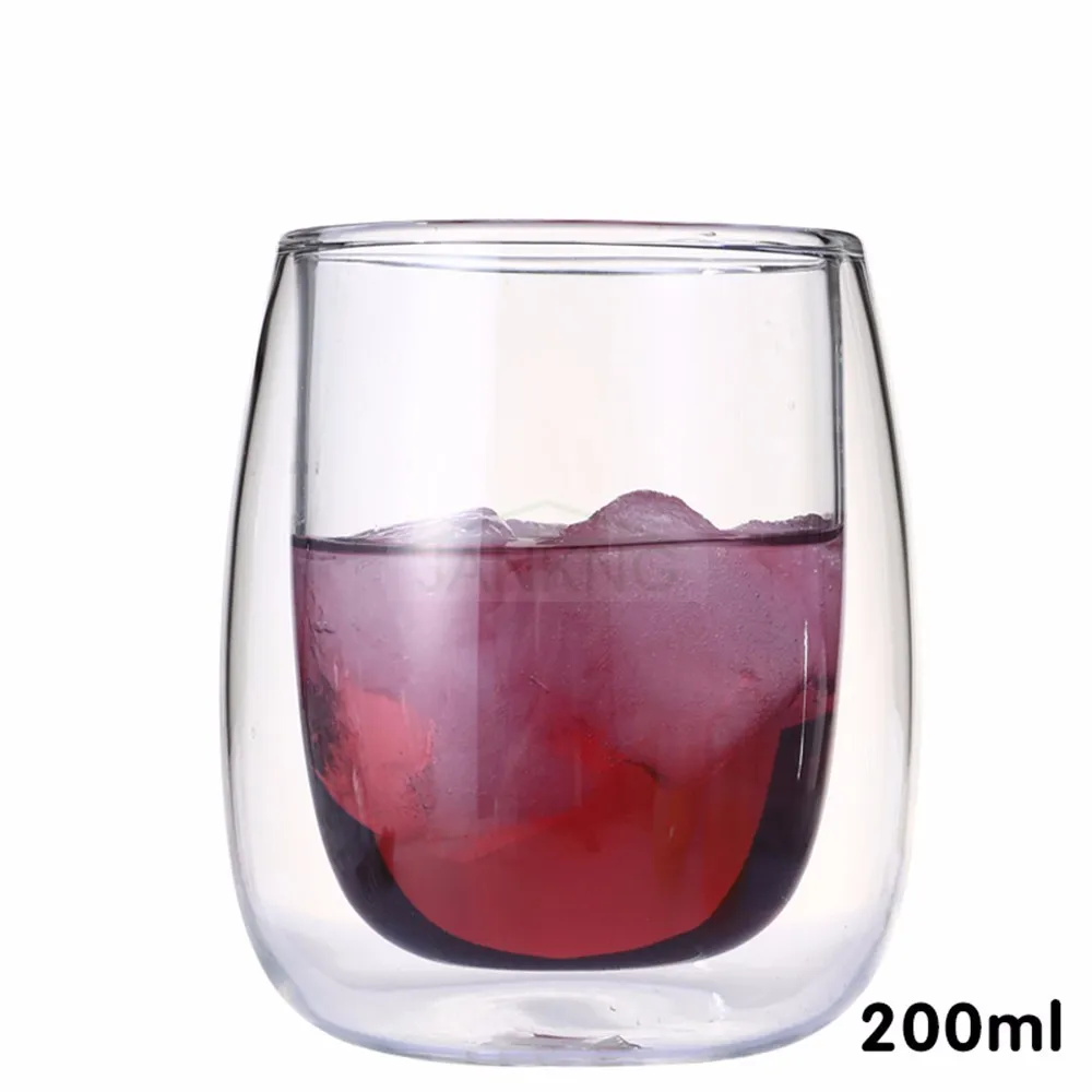 JANKNG Clear Handmade Heat Resistant Double Wall Glass Tea Drink Cup Healthy Drink Mug Coffee Cup Insulated Clear Glass