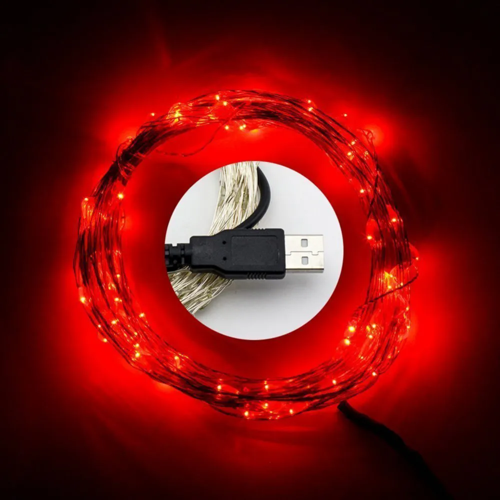 10M 100LEDs 33ft 5V USB LED سلسلة الإضاءة الشظية سلك النجوم الخفيفة USB الطاقة عيد الميلاد حفل زفاف الديكور