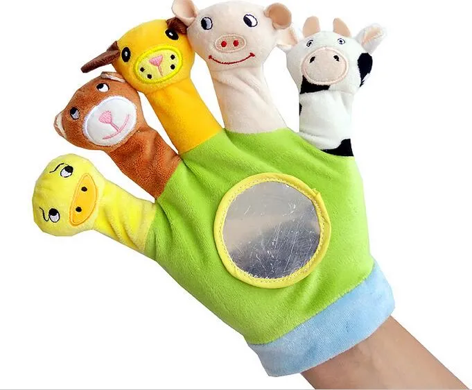 1 Пара Симпатичные Животные Руки Кукольные Куклы Плюшевые Детские Руки Перчатки Кукольный Игрушка Пальцев для Детей Сказки на ночь