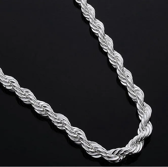 Neue Sterlingsilber-Halskette der Ankunfts-925 kettet 3MM 16-30 Zoll recht nette Art- und Weisecharme-Seil-Kettenhalsketten-Schmucksachen an Freies Verschiffen