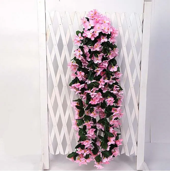Simulação flor rattan cesta Chlorophytum violeta pendurado na parede decorações de casamento artificial flor de videira