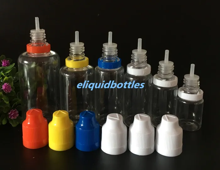 5ML 10ml 15ml 20ml 30ml 50ml Pet Pet Plastic Ejuice dropper قطرات زجاجة فارغة مع قبعة غير مقاومة للطفل