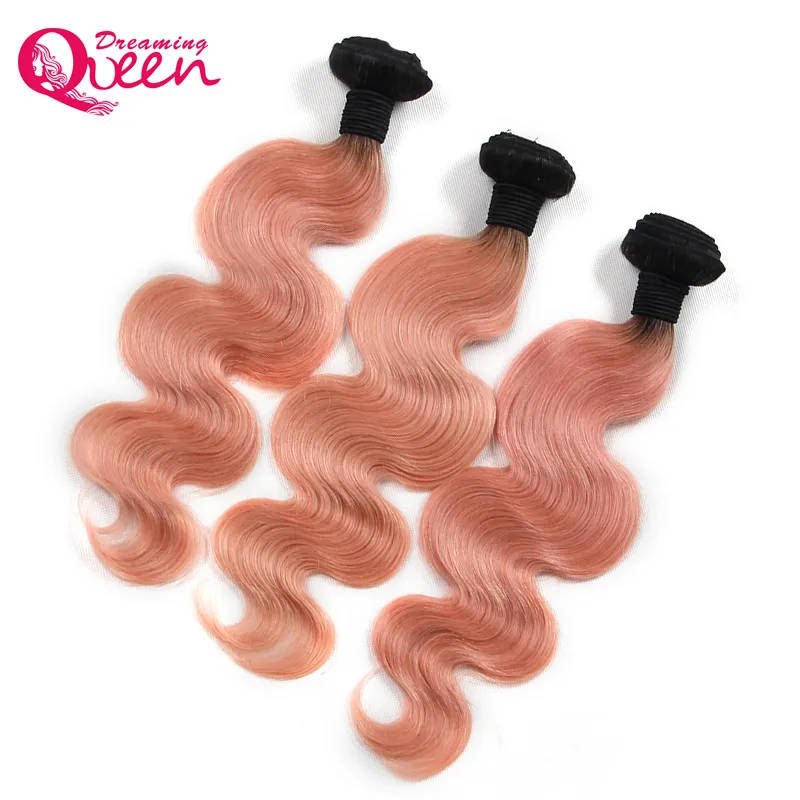 1B Pink Ombre Body Wave Braziliaans Menselijk Haar Weave Bundels Maagd Peachy Ombre Hair Extensions Y R Hair Extensions 3 Bundels