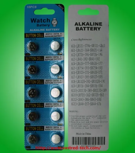 Ag13 LR44 A76 1.5V Battery Alkaline Button -cellen
