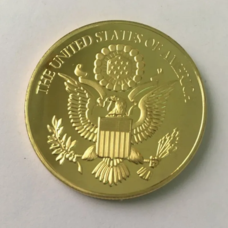 Non magnetic Bald Eagle American animal badge 24K real gold plated 40 mm souvenir coin 