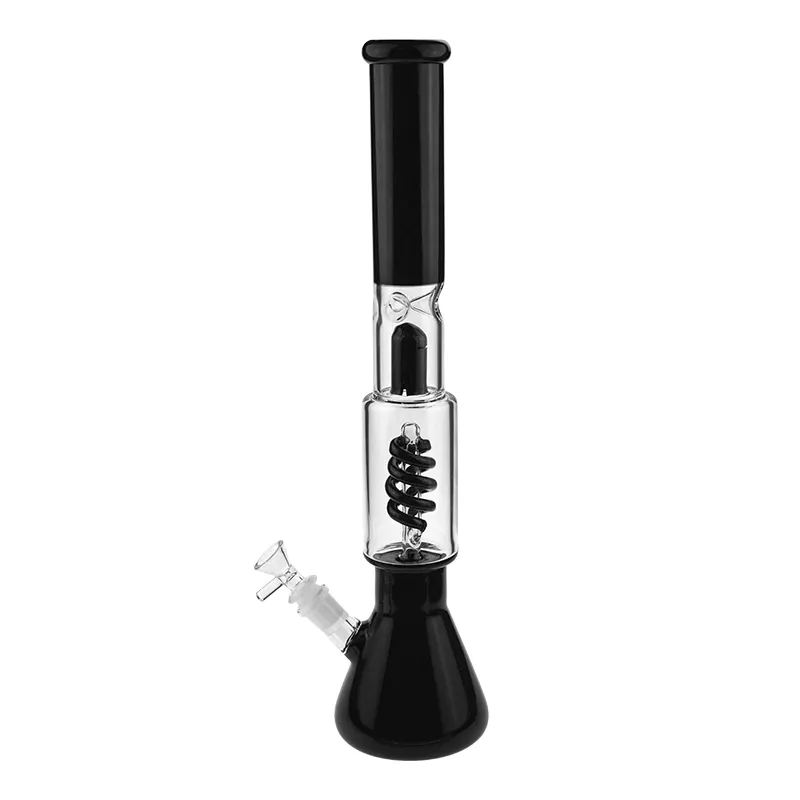Precio de fábrica Color negro Premium Espiral Perc Base de vaso Ice Bong tubería de agua de vidrio bongs tubería de agua 15.8 pulgadas de alto ES-GB-024
