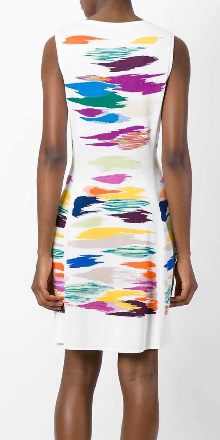 Colorful Print Women A-Line Dress Round Neck Sleeveless Dresses 064A640
