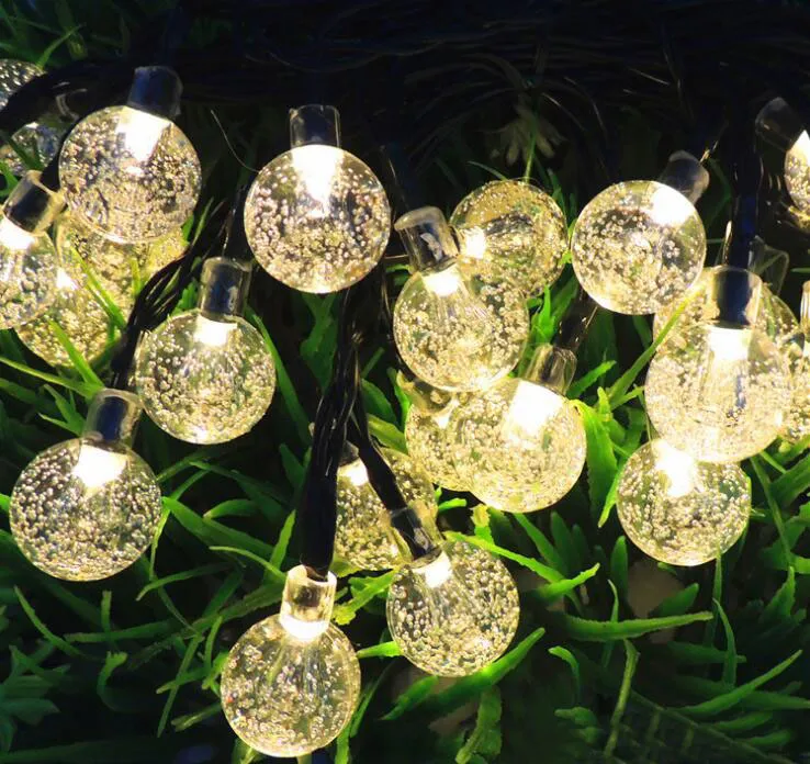 La nuova luce solare della palla della bolla del LED di arrivo ha condotto le luci di Natale principali all'aperto della corda LED 6m 30 lampadine principali trasporto libero