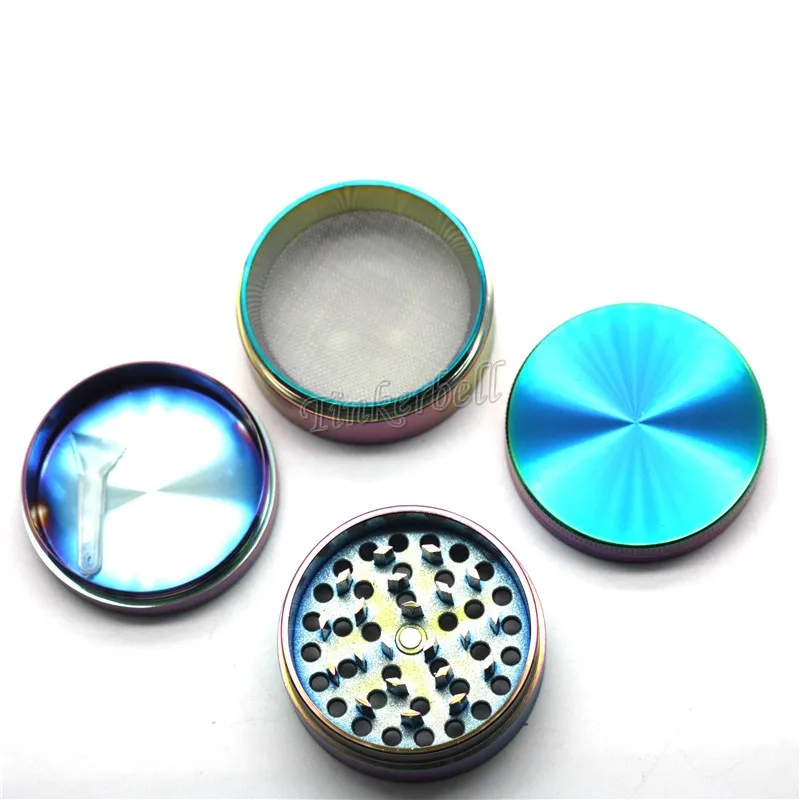 Rainbow Grinders Ice Bleu Zinc Alloy Metal Grinder accessoires 40 50 55 63 mm de diamètre 4 parties Crushers d'herbe sèche Fast6752043