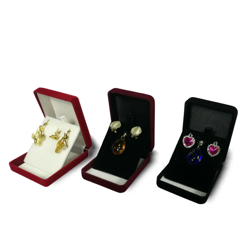 Whole Rectangle Jewelry Display Gift Box Velvet Stud Earring Storage Pendant Necklace Organizer Holder261L