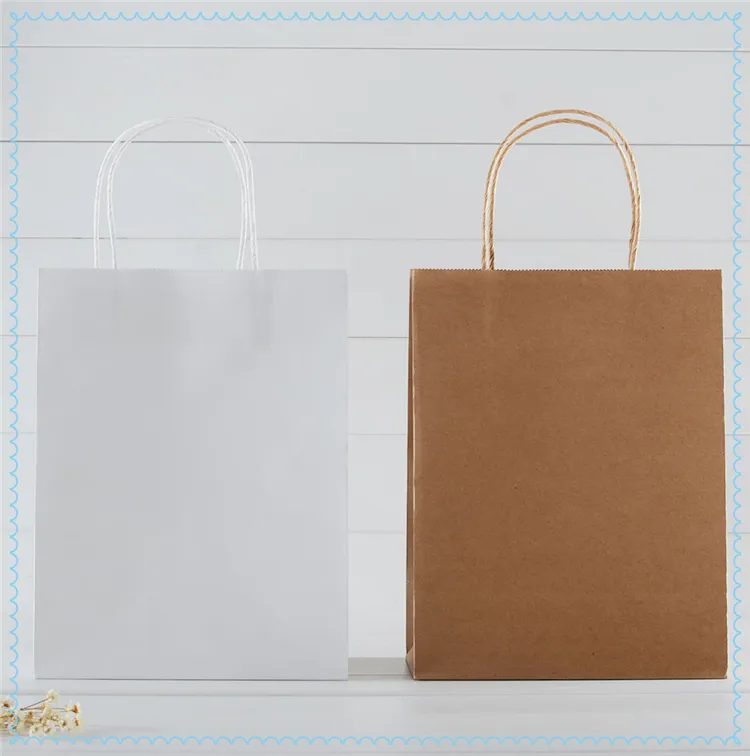 White Paper Gift Bag Wedding Party Birthday White kraft Paper Bag Small Adorn Article Gift bags Gift Boxes Hand Bag General Paper Bag