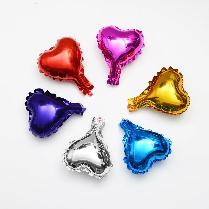 50pcs coeur forme feuille d'aluminium ballon d'anniversaire anniversaire décor 5 pouces rouge / bleu / vert / violet / or / couleur argent