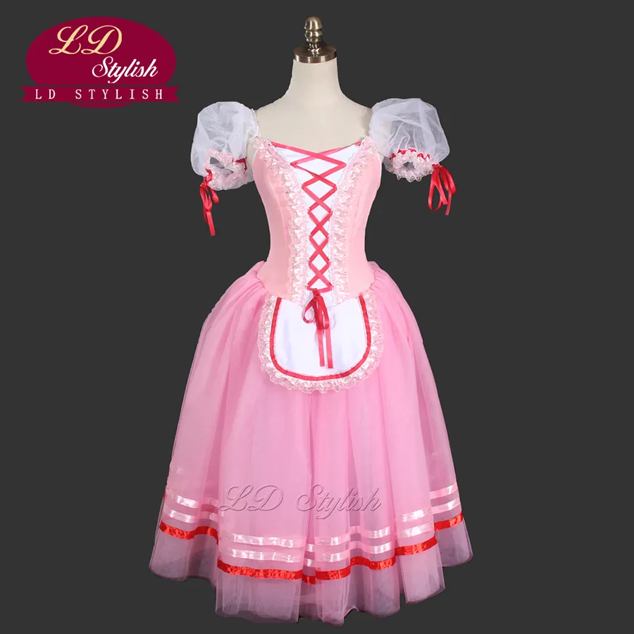 Giselle Degas Ballett-Tutu-Kleid LD0003D Gelb Giselle Burgund Giselle Flower Festival Rosa Romantisches Bauern-Tutu-Kleid285s