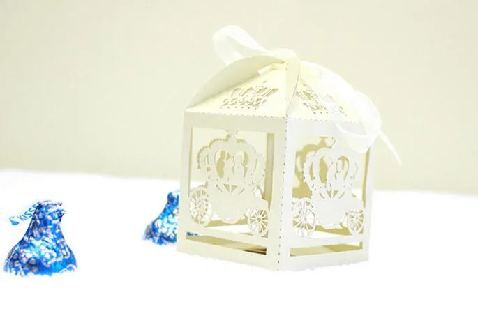 Laser Cut Hollow Float Candy Box Chocolates Boxes With Ribbon For Wedding Party Baby Shower Favor Gift