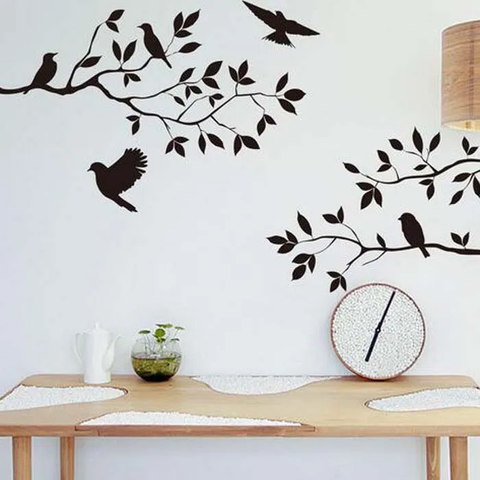 2016 boomtak en vogels vinyl kunst muursticker verwijderbare muursticker home decor behang muurschildering gratis verzending