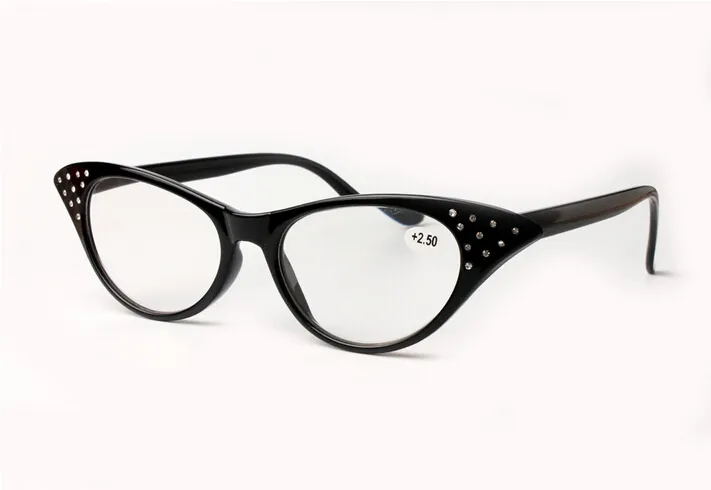 جديد إمرأة القط العين نظارات القراءة الرجال الراتنج إطار نظارات نظارات الماس الأسود ليوبارد نظارات القراءة 10 قطعة / الوحدة