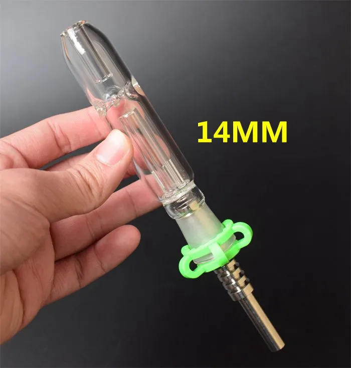 흡연 유리 파이프 미니 키트 10mm 14mm 18mm 티타늄 팁 석영 손톱 오일 조작 집중 Dab Straw for Glass Bong