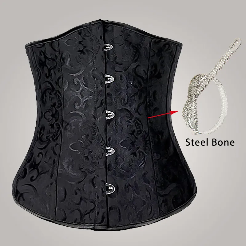 Gratis frakt!! Full Steel Boned Corsets Cincher Underbust Corset Black Waist Training Corsets Sexig Corselet 8903