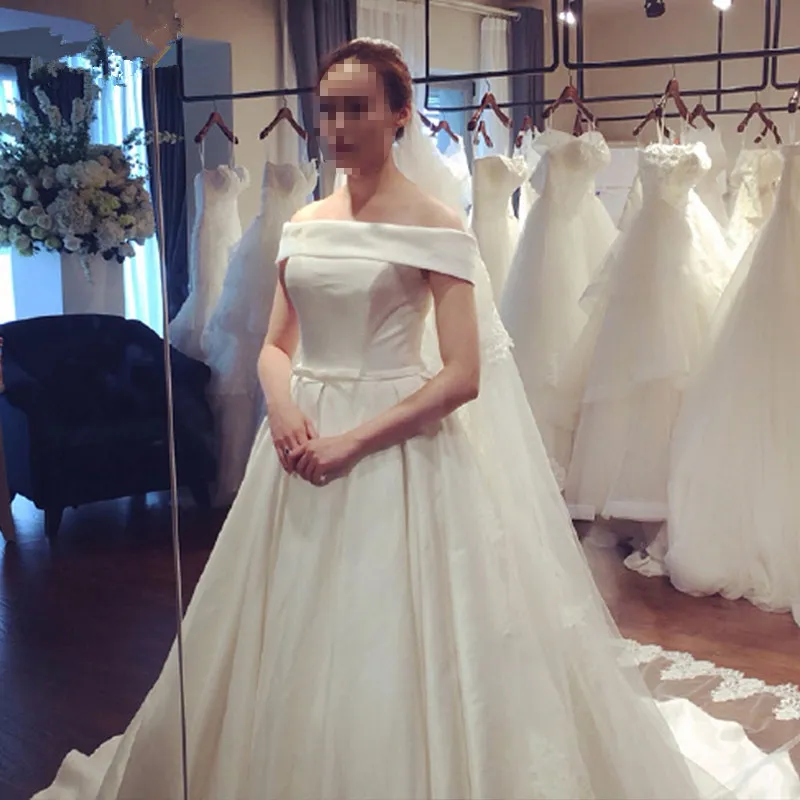 2016 New Sleeveless Bateau A-Line Wedding Dresses With Draped Bow Taffeta Floor_Length Plus Size Sexy Bridal Gowns Wo7