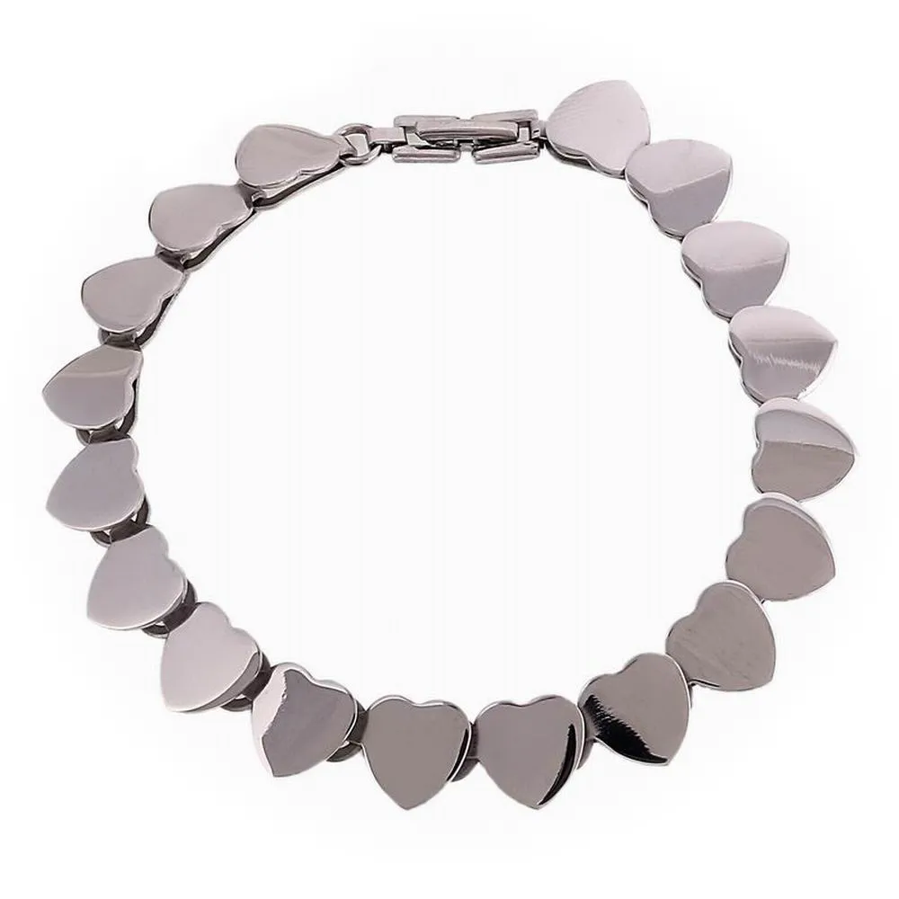 Trendy heren sieraden klassieke roestvrijstalen ketting armbanden zilveren kleur hart partten armband punk armbanden voor mannen cadeau