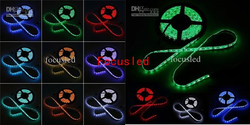 RGB-kit 5050 LED-remsor Ljus 5m 300LEDS Flexibelt LED-bandljus Vattentät + 44Keys IR-fjärrkontroll + 12V 6A Strömförsörjning