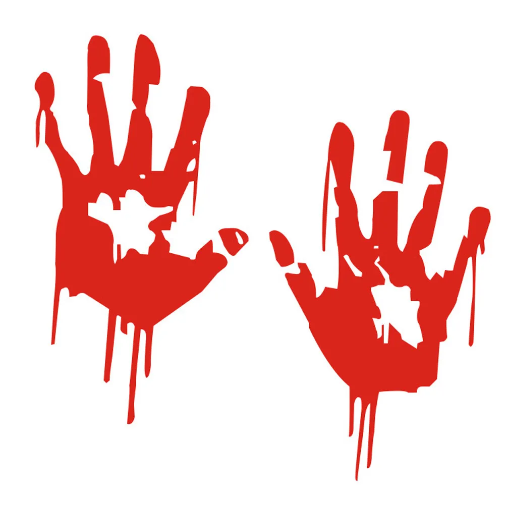 Zombie Bloody Hands Skriv ut Rolig Vinyl Bilklistermärke Motorcykelfönster Dekal Tillbehör Röd