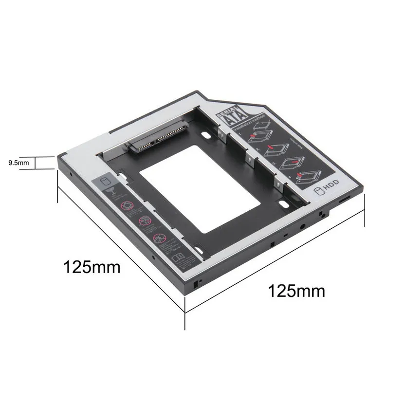 ユニバーサル2.5 2nd 9.5mm 12.7mm SSD HD SATAハードディスクドライブセカンドHDDキャディアダプタースタンドホルダーベイ