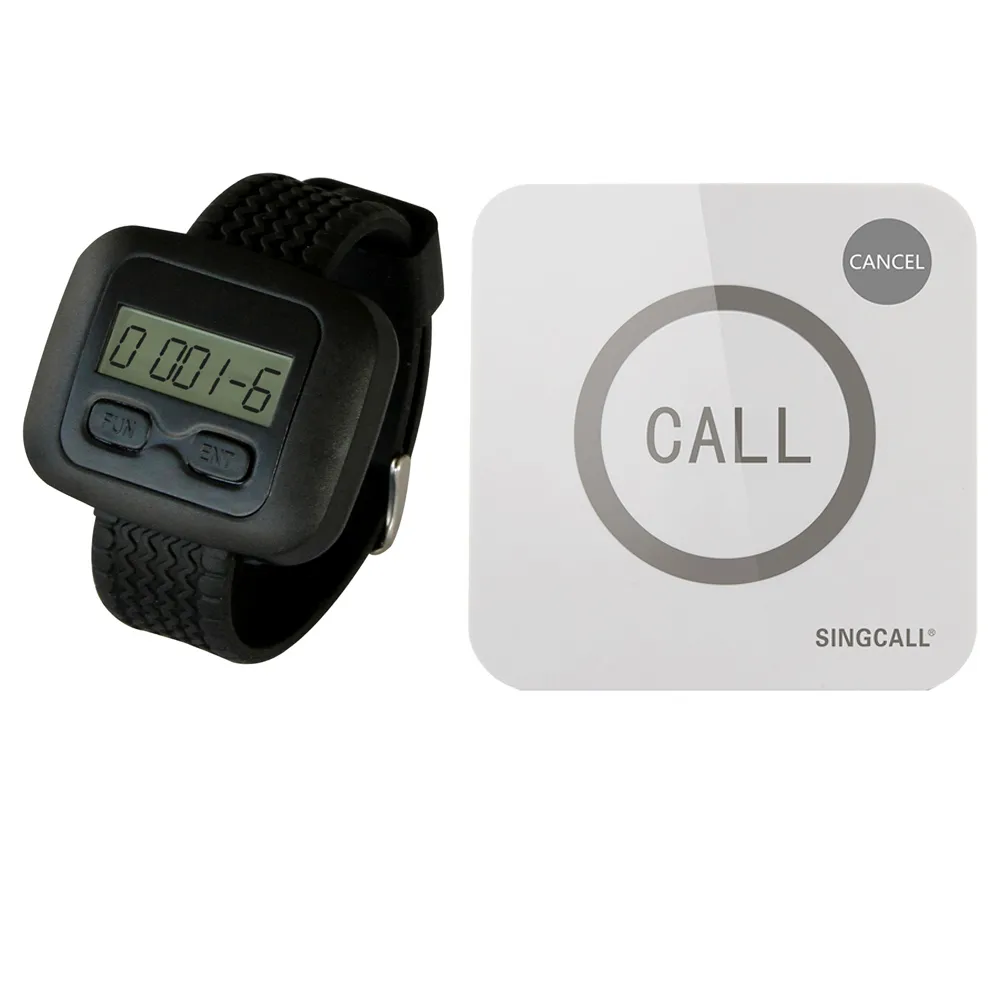 SingCall Wireless Restaurant Service Calling System 1 Watch Receiver och 1 Rörlig Bell Button